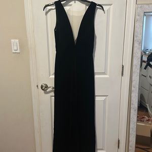 Jenny Yoo Collection black velvet bridesmaid dress. Style 2830. Logan.